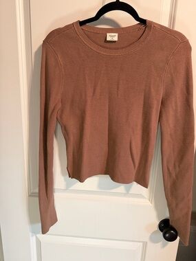 Abercrombie & Fitch Mauve Ribbed Long-Sleeve Top